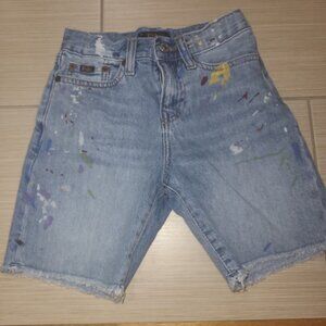 Ralph Lauren polo denim jean shorts paint splatter 8 M